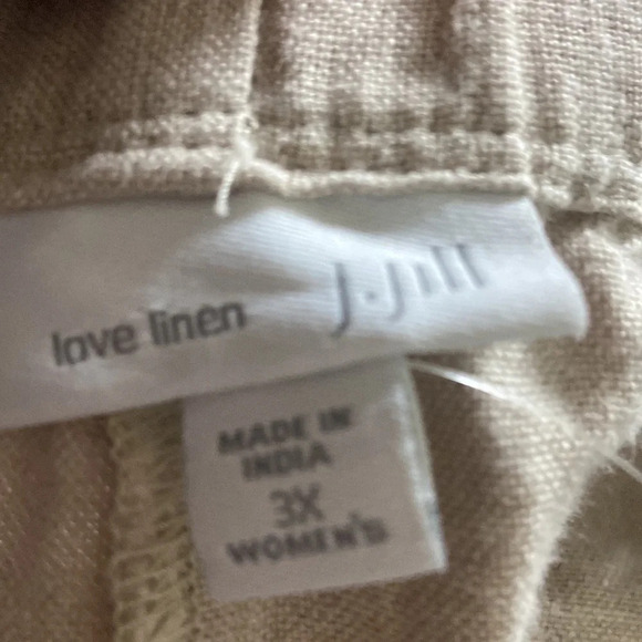 J Jill Love Linen 100% Linen Cropped Pants 3X NEW Flax Tan Natural Sustainable - Picture 3 of 4